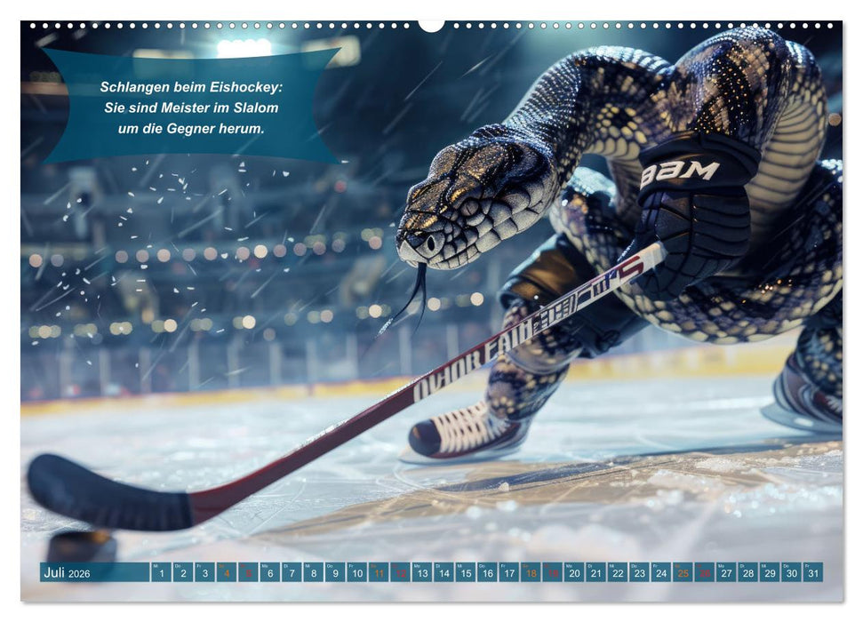Der tierisch lustige Eishockey Kalender (CALVENDO Premium Wandkalender 2026)