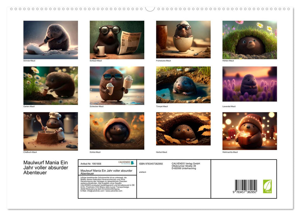 Maulwurf Mania Ein Jahr voller absurder Abenteuer (CALVENDO Premium Wandkalender 2026)