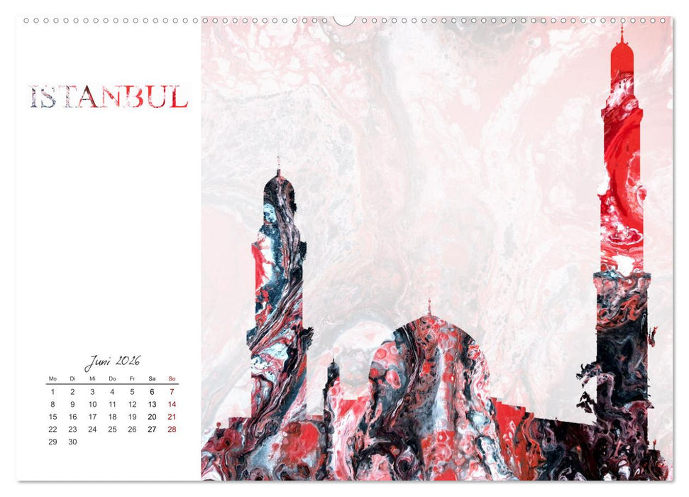 Bunte Metropolen - kunstvolle Skylines bekannter Weltstädte (CALVENDO Premium Wandkalender 2026)