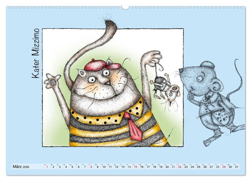 Kater Mizzimo und seine Freunde (CALVENDO Premium Wandkalender 2026)