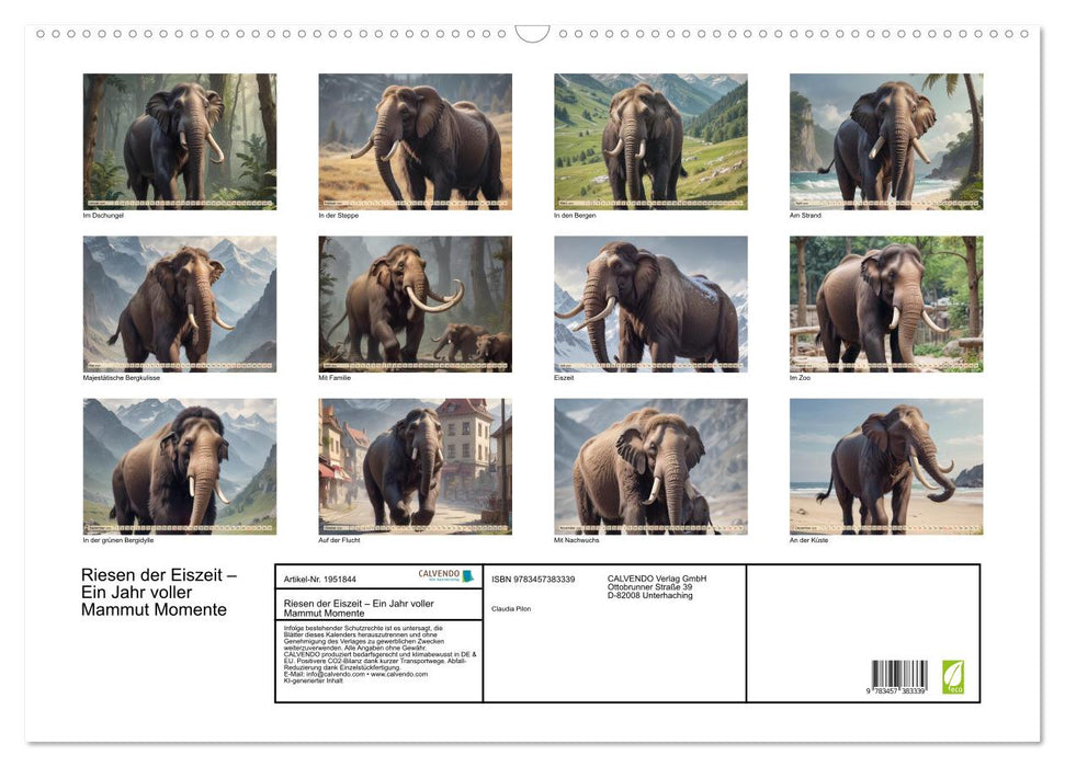Riesen der Eiszeit – Ein Jahr voller Mammut Momente (CALVENDO Wandkalender 2026)