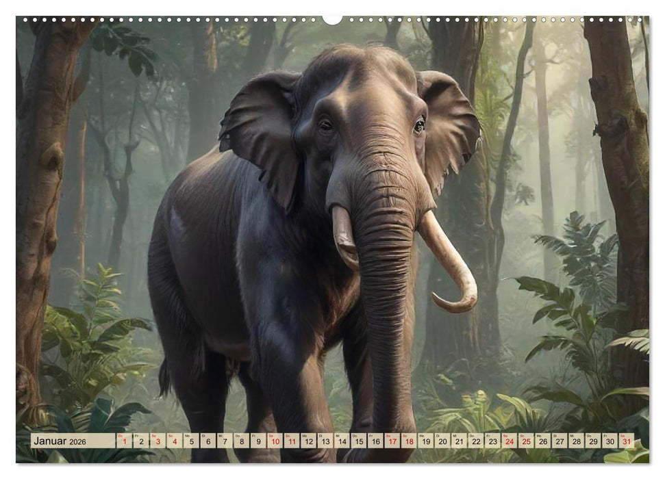 Riesen der Eiszeit – Ein Jahr voller Mammut Momente (CALVENDO Wandkalender 2026)