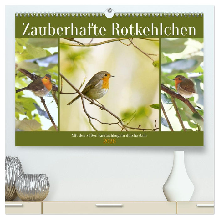 Zauberhafte Rotkehlchen (CALVENDO Premium Wandkalender 2026)