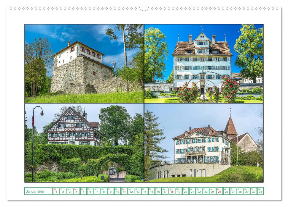 Schlösser und Burgen in der nördlichen Schweiz (CALVENDO Premium Wandkalender 2026)