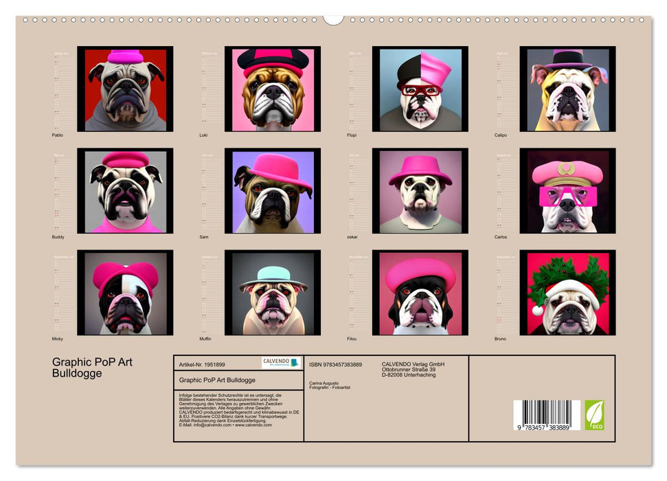 Graphic PoP Art Bulldogge (CALVENDO Premium Wandkalender 2026)
