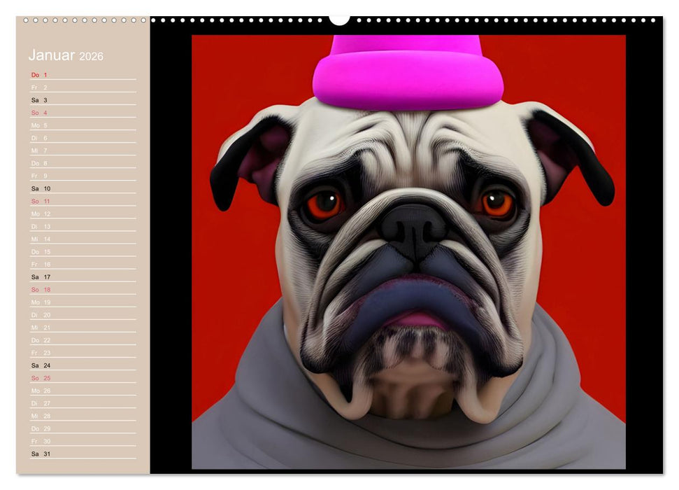 Graphic PoP Art Bulldogge (CALVENDO Premium Wandkalender 2026)