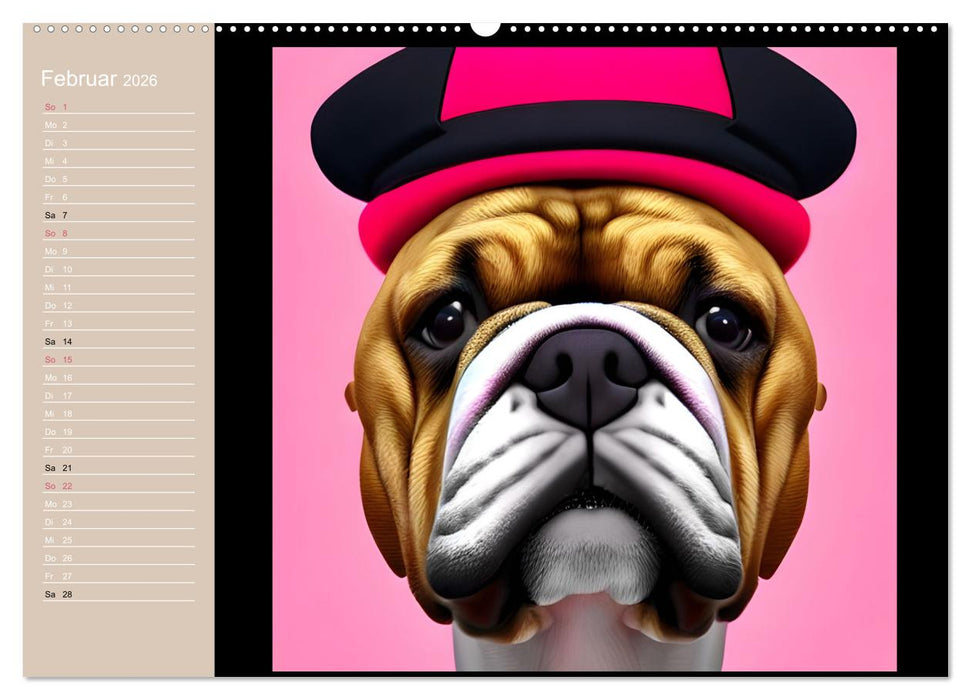 Graphic PoP Art Bulldogge (CALVENDO Premium Wandkalender 2026)