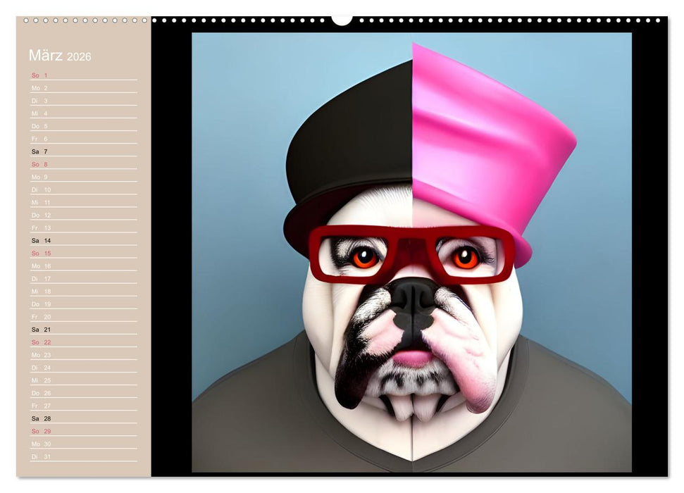 Graphic PoP Art Bulldogge (CALVENDO Premium Wandkalender 2026)