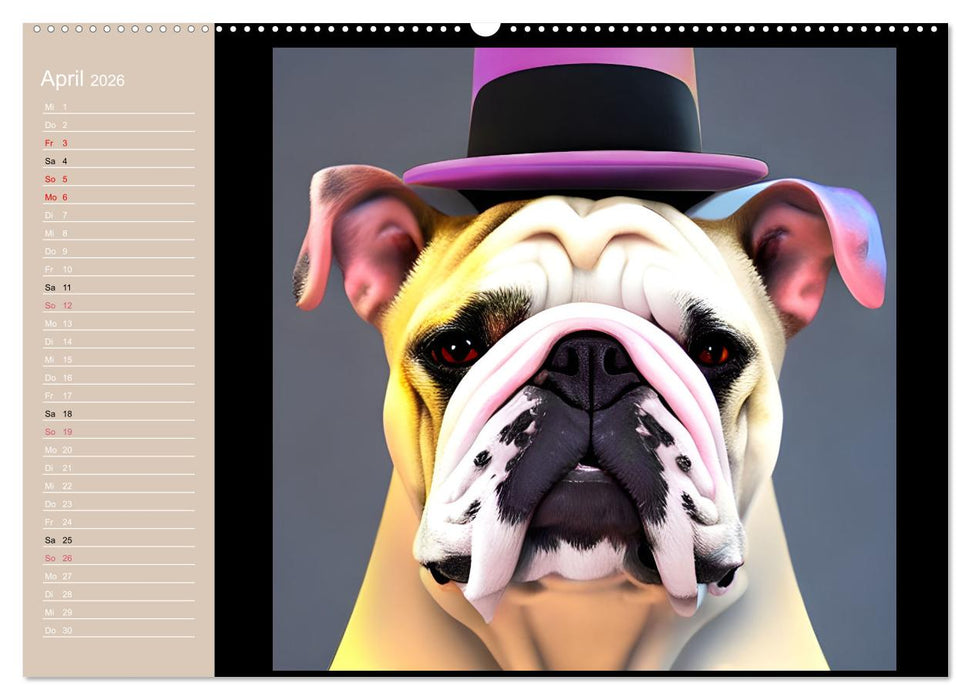 Graphic PoP Art Bulldogge (CALVENDO Premium Wandkalender 2026)