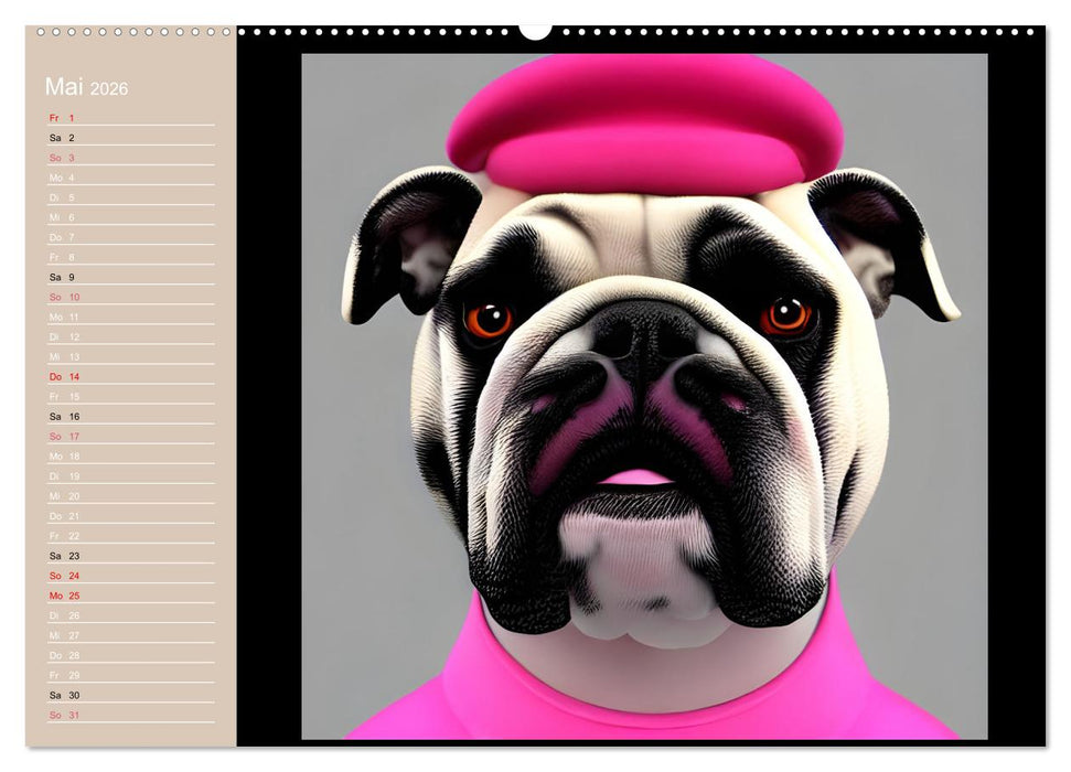 Graphic PoP Art Bulldogge (CALVENDO Premium Wandkalender 2026)