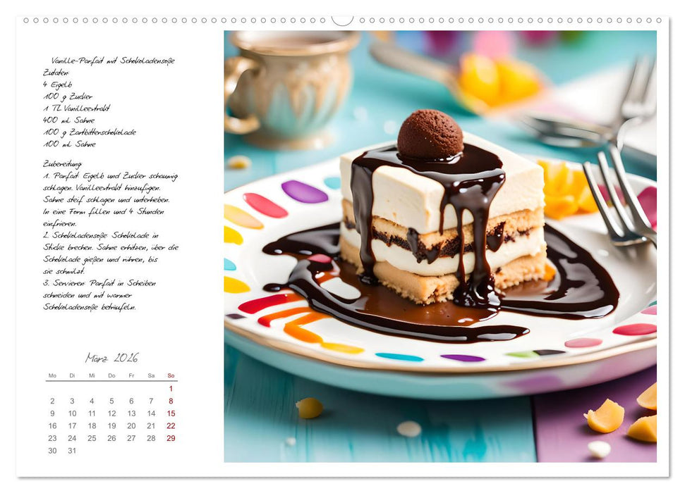 Naschkatzenträume - Sündhaft leckere Desserts mit einfachen Rezepten (CALVENDO Wandkalender 2026)