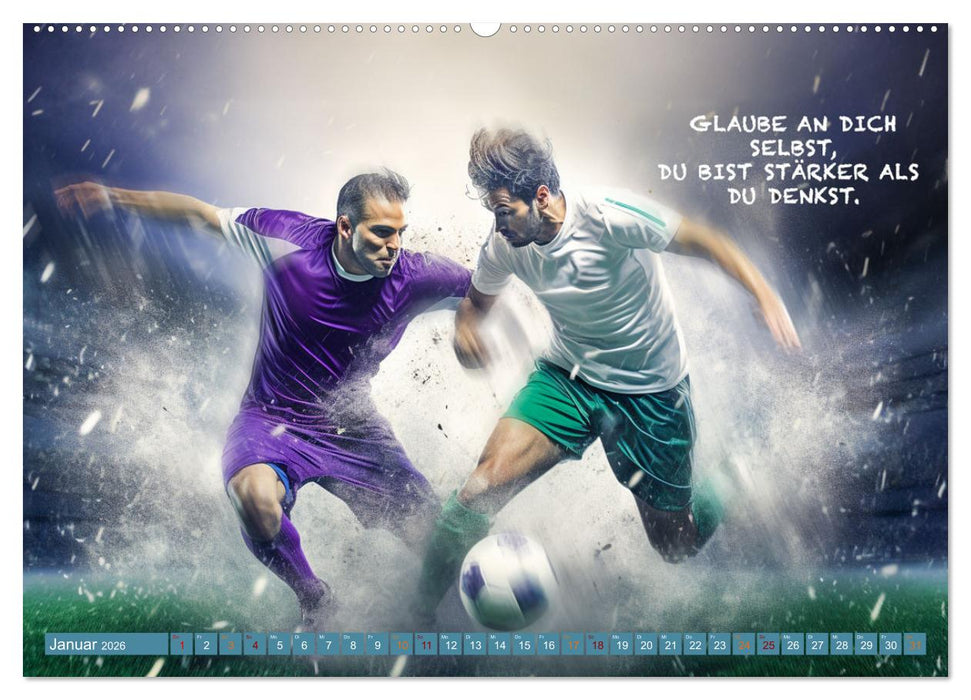 Fußball und tolle Sprüche (CALVENDO Premium Wandkalender 2026)
