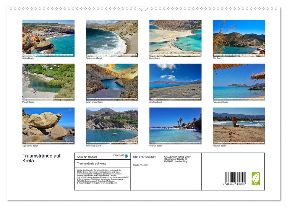 Traumstrände auf Kreta (CALVENDO Premium Wandkalender 2026)