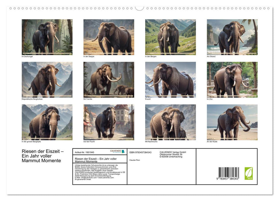 Riesen der Eiszeit – Ein Jahr voller Mammut Momente (CALVENDO Premium Wandkalender 2026)