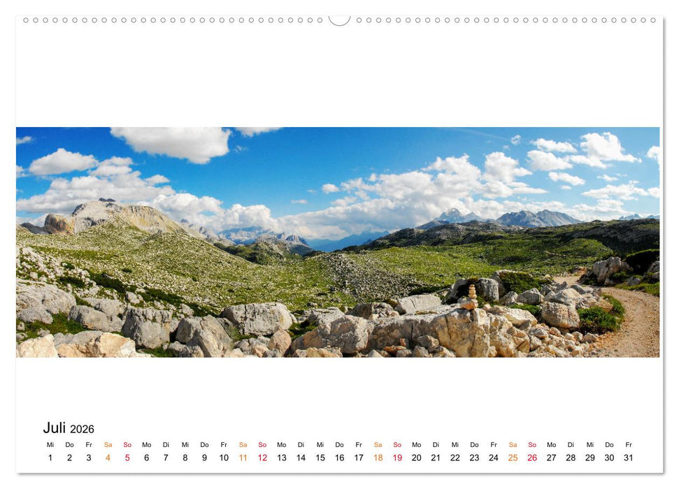 Der Dolomiten Höhenweg EINS in Panoramabildern (CALVENDO Premium Wandkalender 2026)