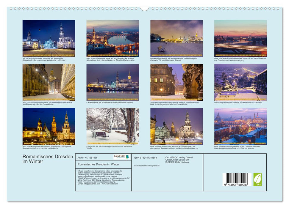 Romantisches Dresden im Winter (CALVENDO Premium Wandkalender 2026)