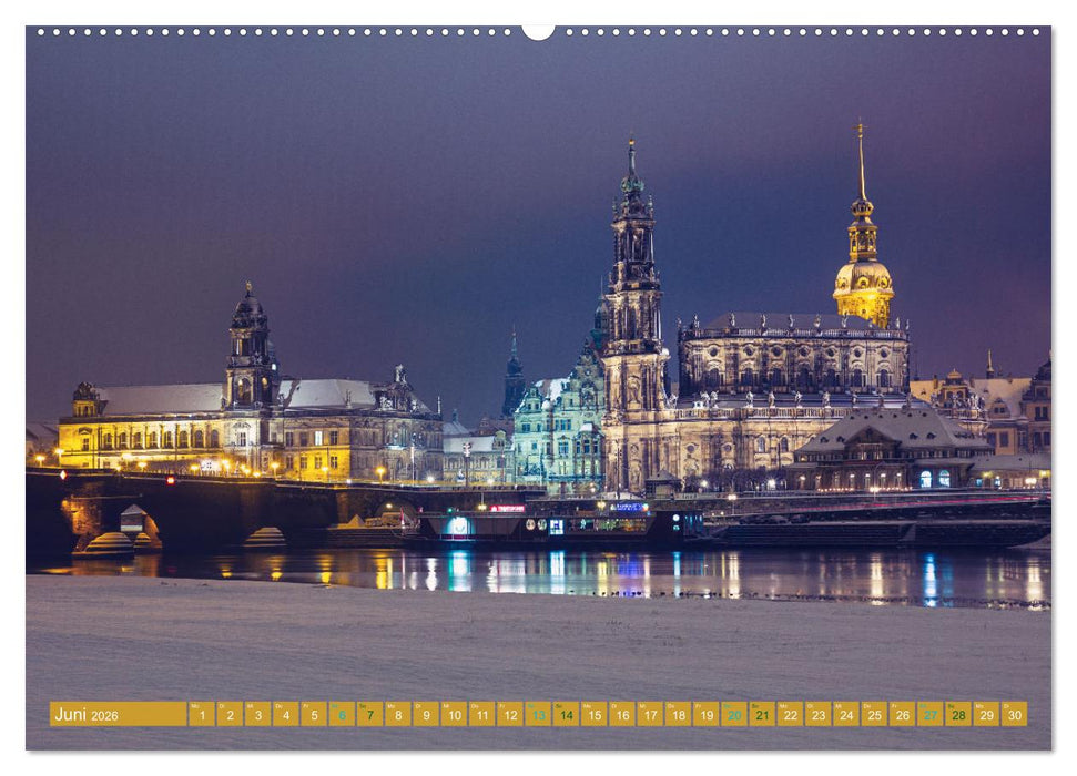 Romantisches Dresden im Winter (CALVENDO Premium Wandkalender 2026)
