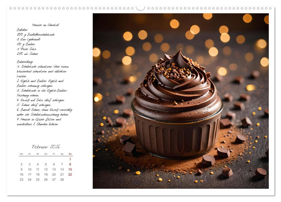 Naschkatzenträume - Sündhaft leckere Desserts mit einfachen Rezepten (CALVENDO Premium Wandkalender 2026)