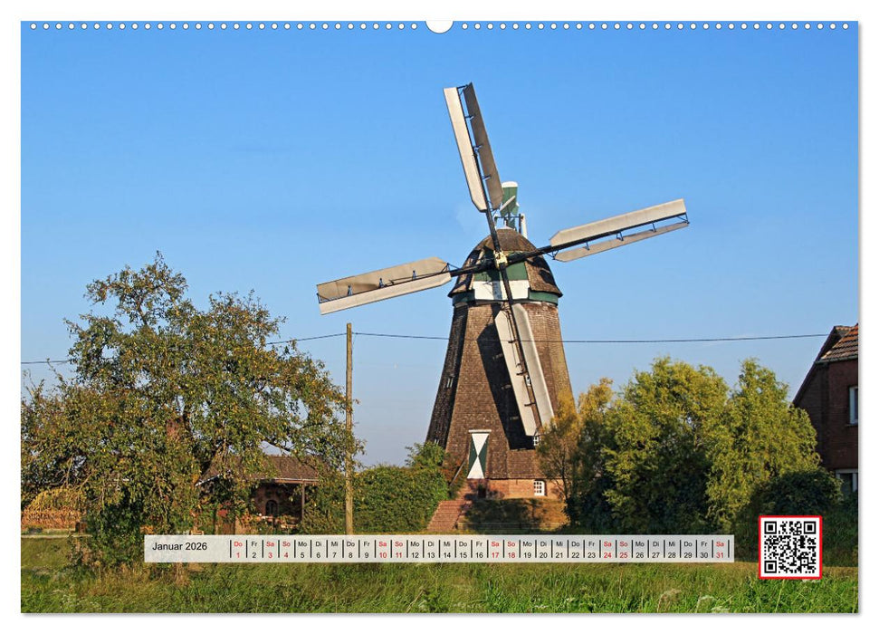 Die schönsten Windmühlen am Niederrhein (CALVENDO Premium Wandkalender 2026)