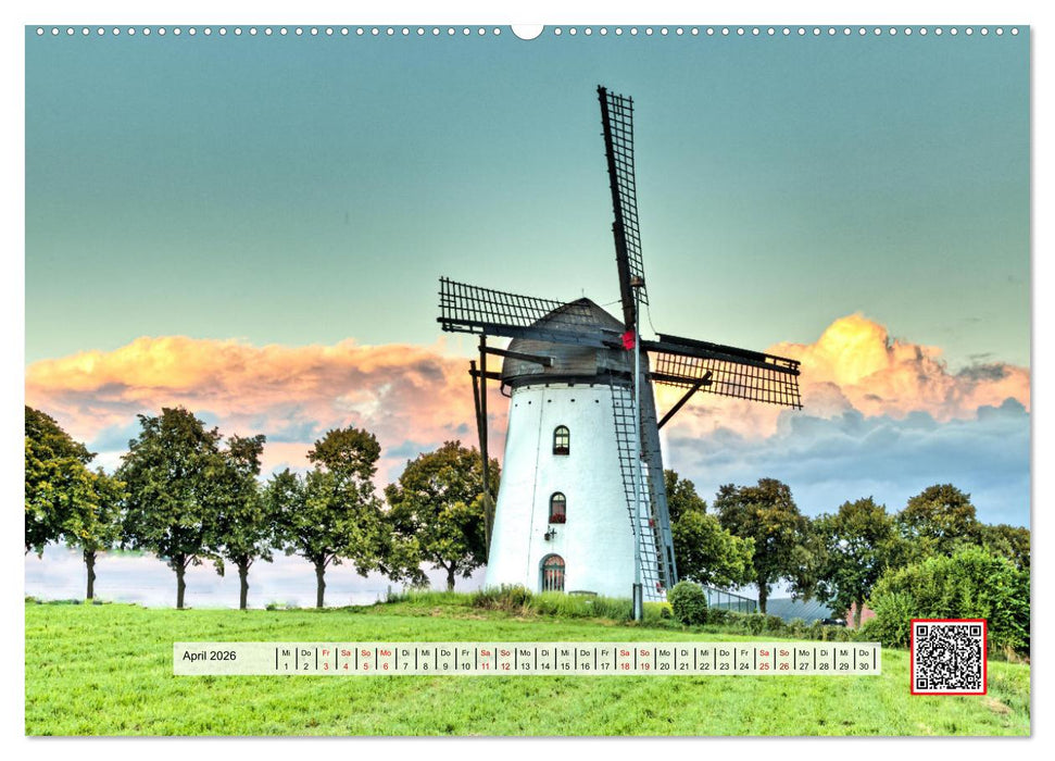 Die schönsten Windmühlen am Niederrhein (CALVENDO Premium Wandkalender 2026)