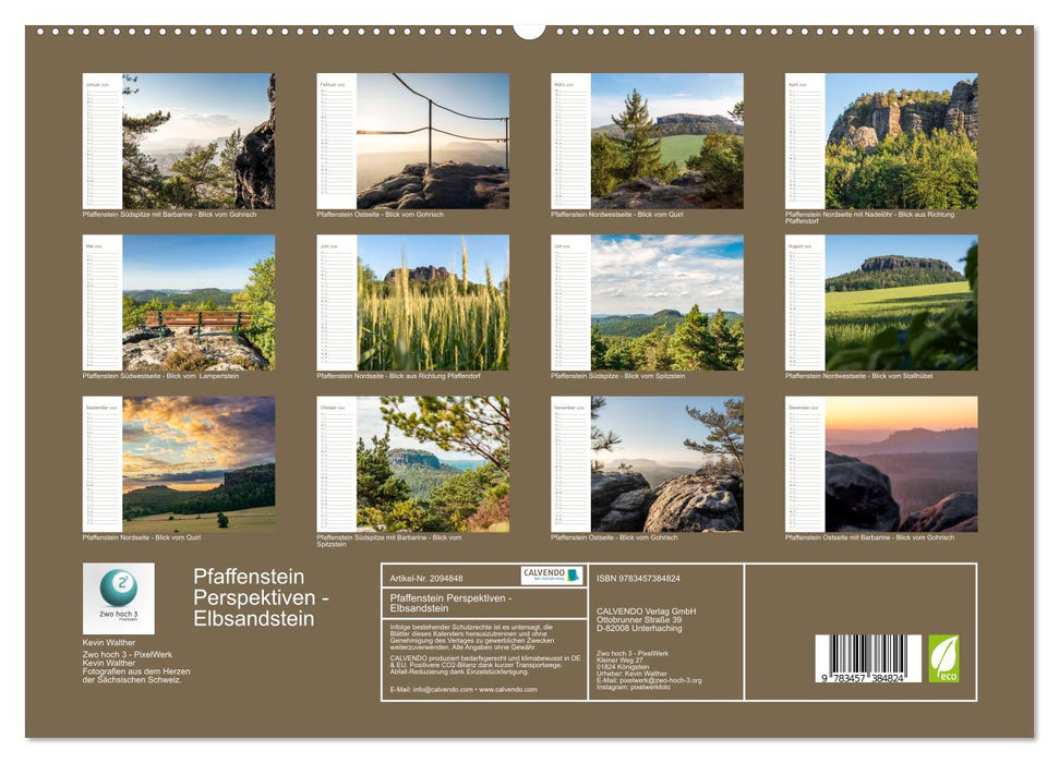 Pfaffenstein Perspektiven - Elbsandstein (CALVENDO Premium Wandkalender 2026)