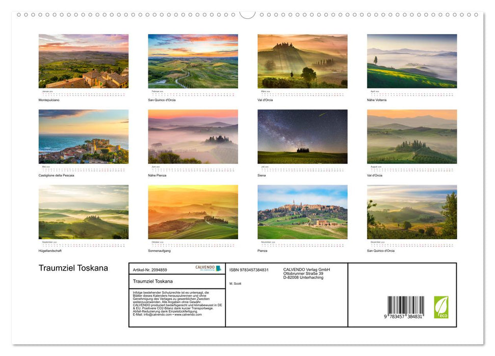 Traumziel Toskana (CALVENDO Premium Wandkalender 2026)