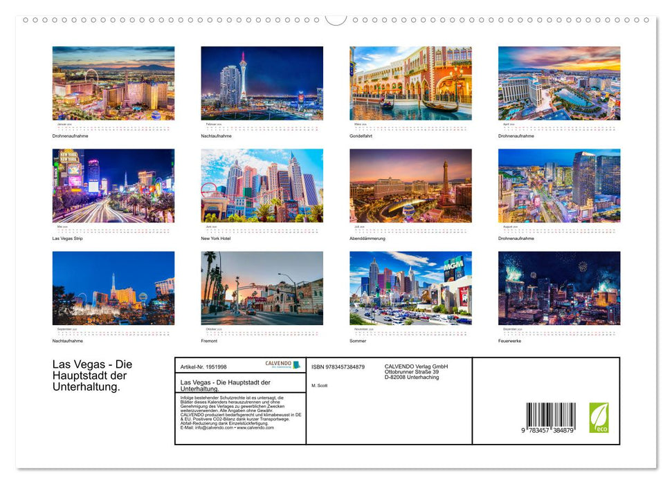 Las Vegas - Die Hauptstadt der Unterhaltung. (CALVENDO Premium Wandkalender 2026)