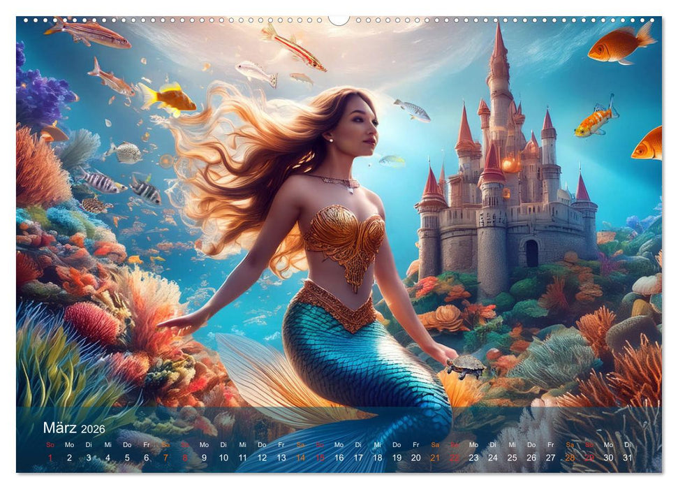 Meerjungfrauen in mystischen Unterwasserwelten (CALVENDO Wandkalender 2026)