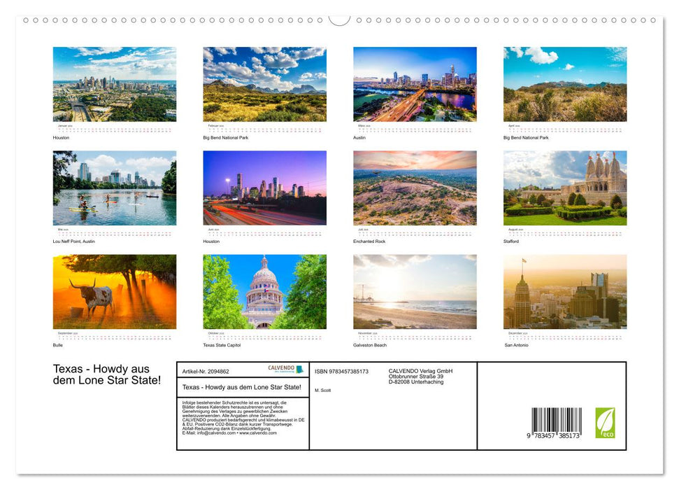 Texas - Howdy aus dem Lone Star State! (CALVENDO Premium Wandkalender 2026)