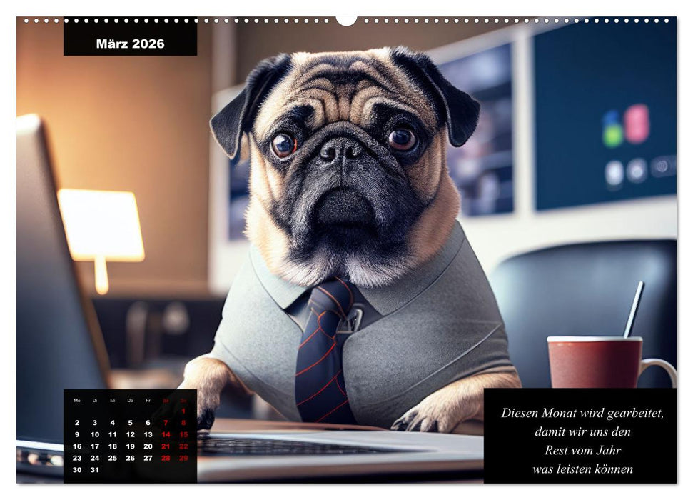 Der humoristische Mops-Kalender (CALVENDO Premium Wandkalender 2026)
