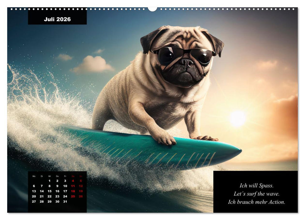 Der humoristische Mops-Kalender (CALVENDO Premium Wandkalender 2026)