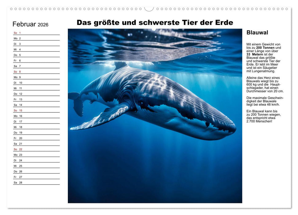 Tierische Rekorde (CALVENDO Wandkalender 2026)