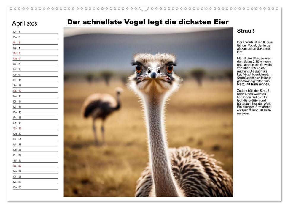 Tierische Rekorde (CALVENDO Wandkalender 2026)