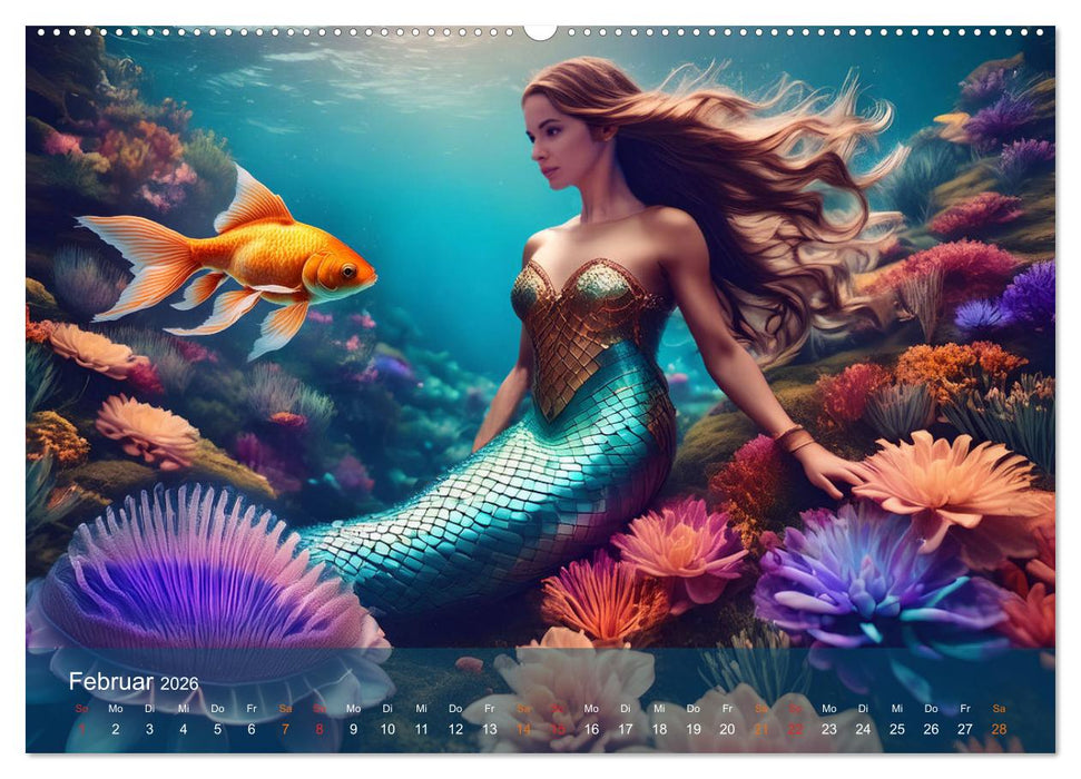 Meerjungfrauen in mystischen Unterwasserwelten (CALVENDO Premium Wandkalender 2026)