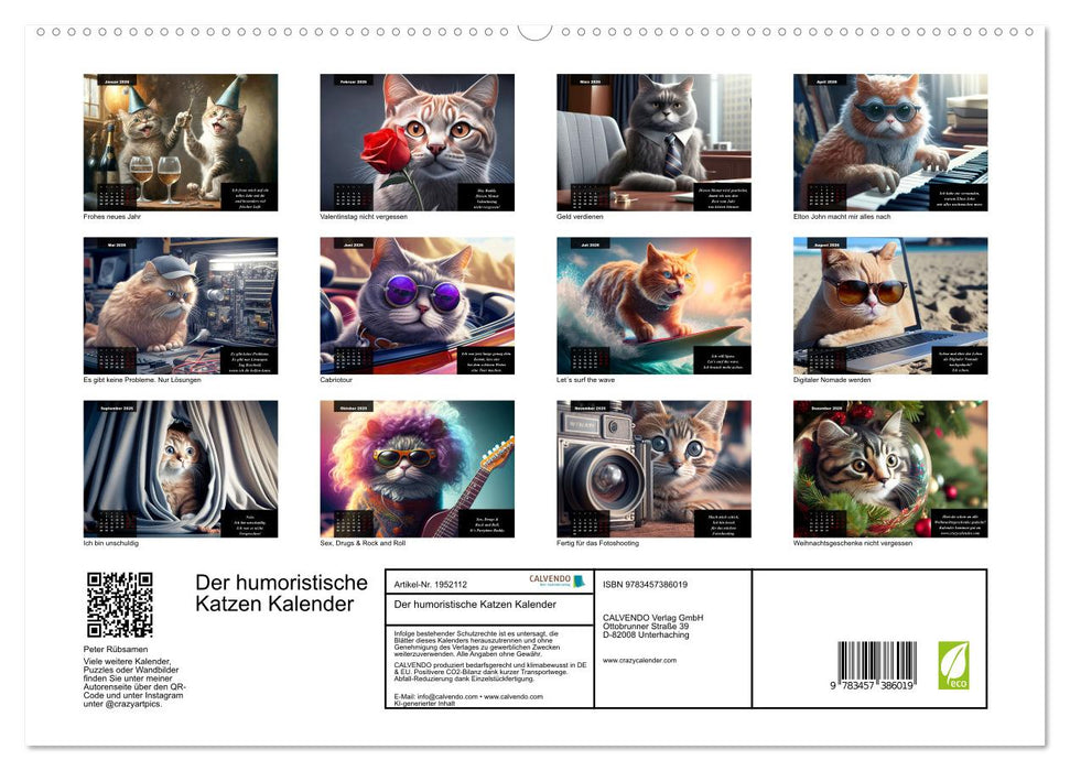 Der humoristische Katzen Kalender (CALVENDO Premium Wandkalender 2026)