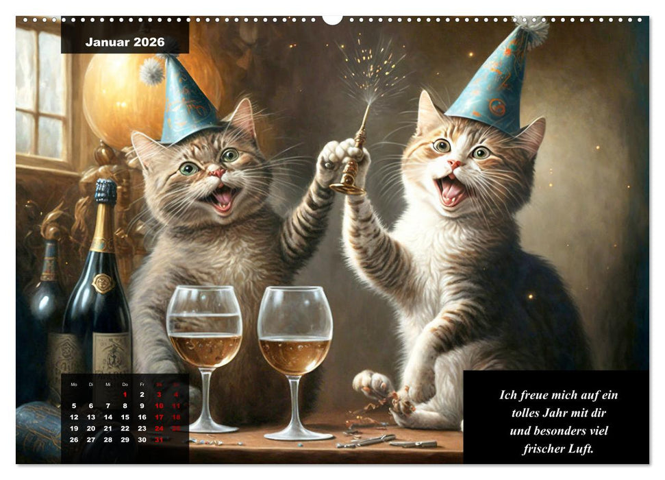 Der humoristische Katzen Kalender (CALVENDO Premium Wandkalender 2026)