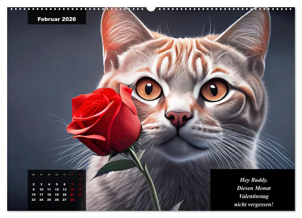 Der humoristische Katzen Kalender (CALVENDO Premium Wandkalender 2026)