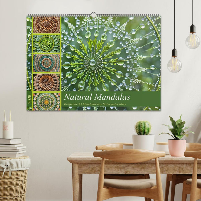 Natural Mandalas - Kraftvolle KI Mandalas aus Naturmaterialien (CALVENDO Wandkalender 2026)