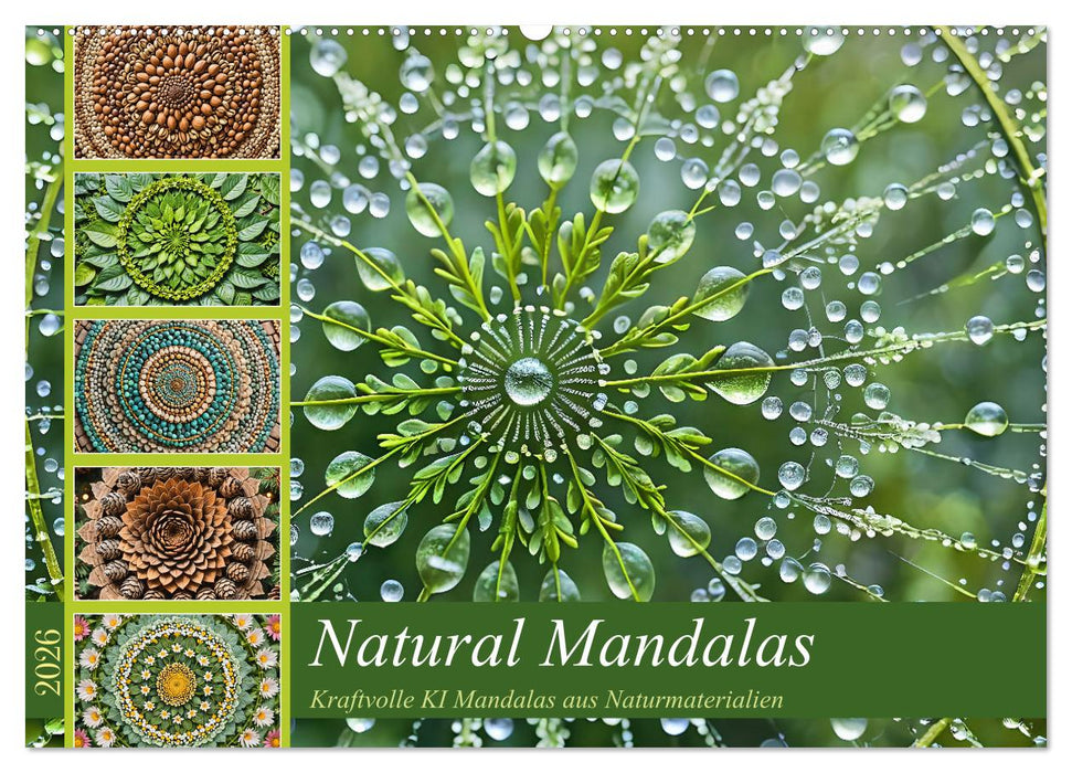 Natural Mandalas - Kraftvolle KI Mandalas aus Naturmaterialien (CALVENDO Wandkalender 2026)