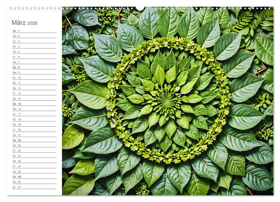 Natural Mandalas - Kraftvolle KI Mandalas aus Naturmaterialien (CALVENDO Wandkalender 2026)
