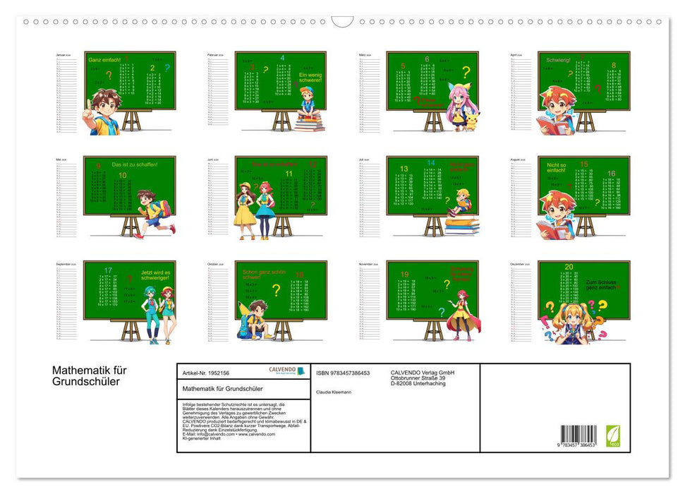 Mathematik für Grundschüler (CALVENDO Wandkalender 2026)