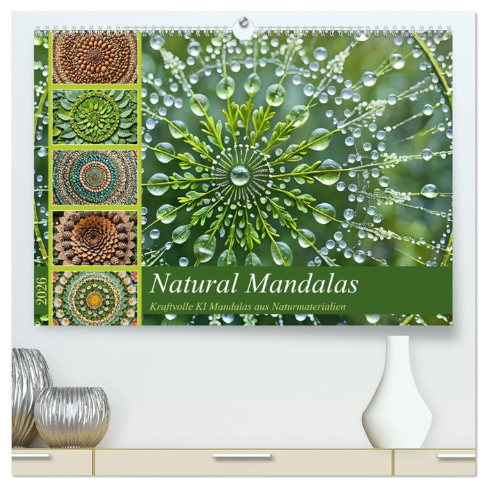 Natural Mandalas - Kraftvolle KI Mandalas aus Naturmaterialien (CALVENDO Premium Wandkalender 2026)