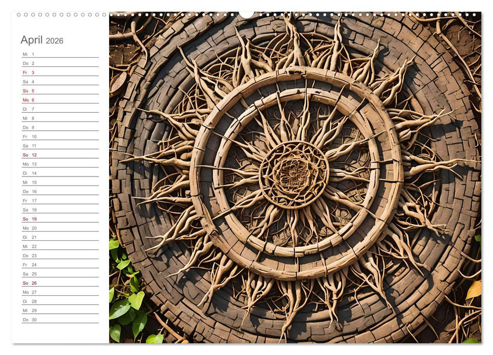 Natural Mandalas - Kraftvolle KI Mandalas aus Naturmaterialien (CALVENDO Premium Wandkalender 2026)
