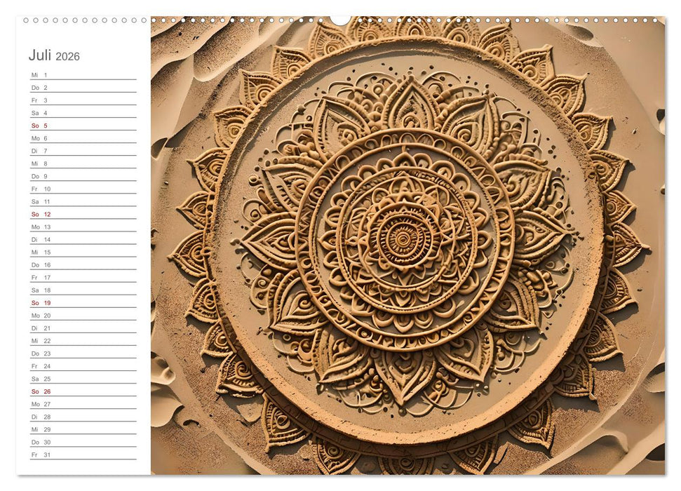 Natural Mandalas - Kraftvolle KI Mandalas aus Naturmaterialien (CALVENDO Premium Wandkalender 2026)