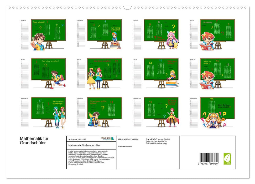 Mathematik für Grundschüler (CALVENDO Premium Wandkalender 2026)
