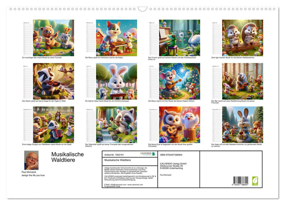 Musikalische Waldtiere (CALVENDO Wandkalender 2026)