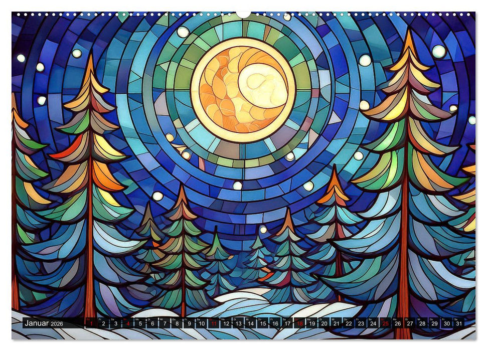 Der Jahreskreis auf Buntglasfenstern (CALVENDO Wandkalender 2026)