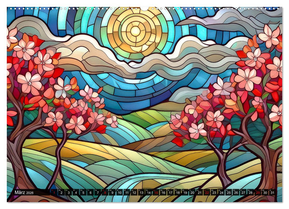 Der Jahreskreis auf Buntglasfenstern (CALVENDO Wandkalender 2026)