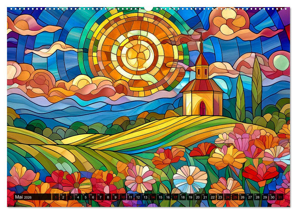 Der Jahreskreis auf Buntglasfenstern (CALVENDO Wandkalender 2026)