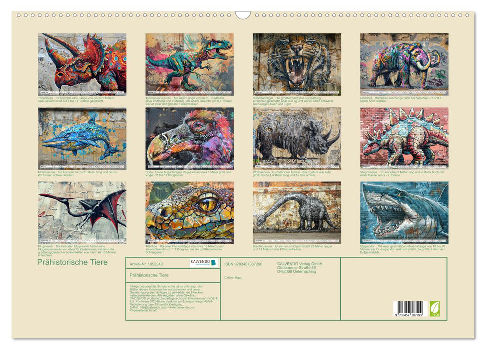 Prähistorische Tiere (CALVENDO Wandkalender 2026)